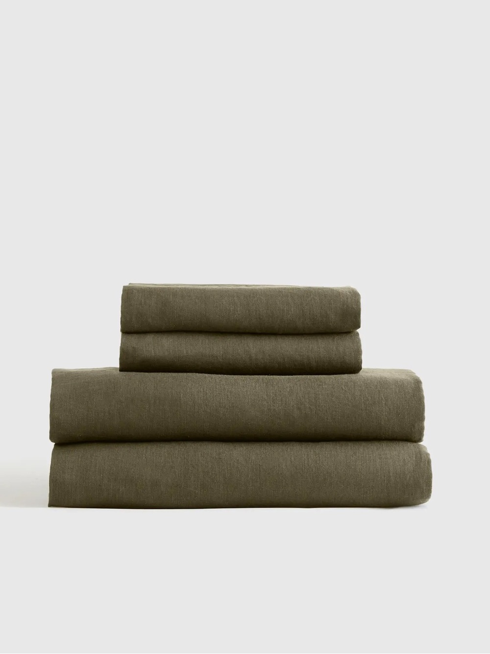 Like New Quince European Linen Sheet Set with 2 Shams - King, Dusty Olive